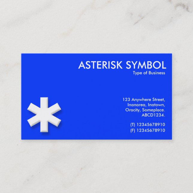 Tarjeta De Visita Símbolo asterisk - azul (0033FF) (Anverso)
