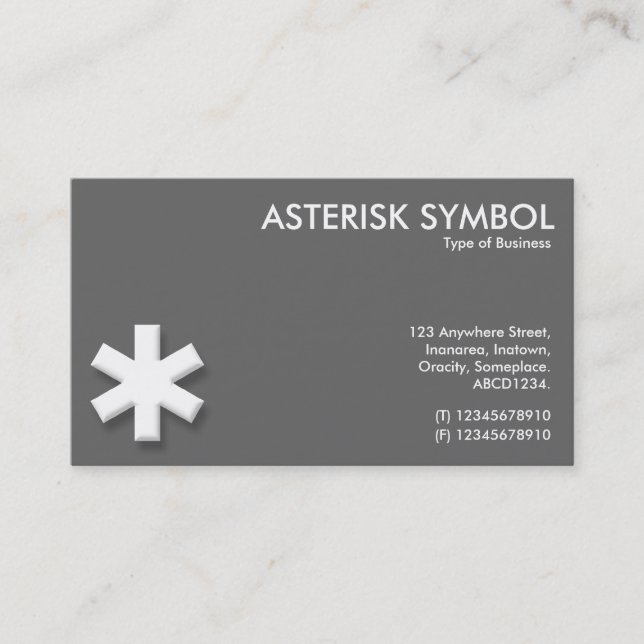 Tarjeta De Visita Símbolo asterisk - gris (Anverso)