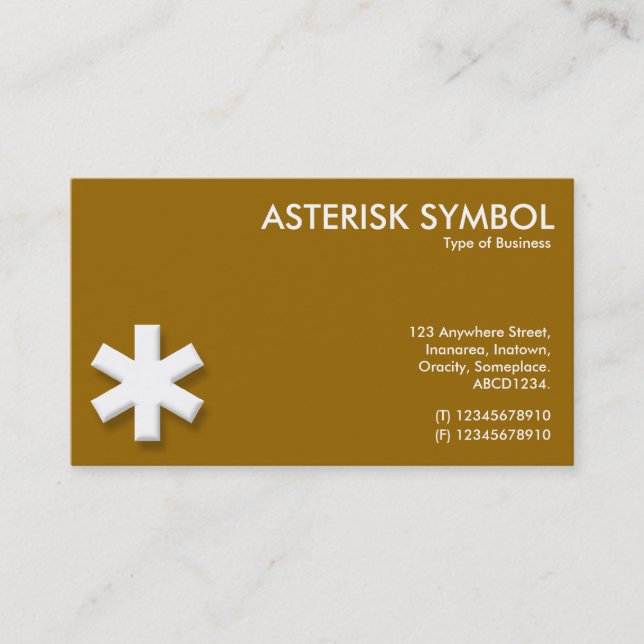 Tarjeta De Visita Símbolo asterisk - marrón (996600) (Anverso)