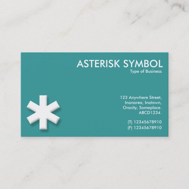 Tarjeta De Visita Símbolo asterisk - turquesa oscuro (339999) (Anverso)