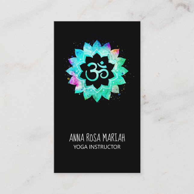 Tarjeta De Visita *~* Símbolo Aum Om de Energy Healer Lotus Mandala (Anverso)