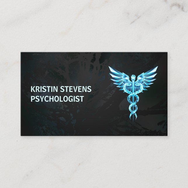 Tarjeta De Visita Símbolo Caducto de oro negro médico (Anverso)