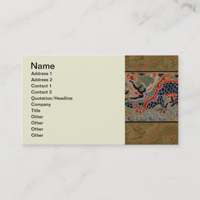 Tarjeta De Visita Símbolo chino de dragón asiático antiguo (Anverso)