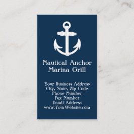 Tarjeta De Visita Símbolo de ancla náutica blanco/azul