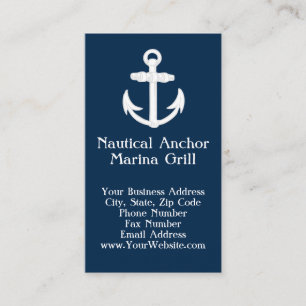 Tarjeta De Visita Símbolo de ancla náutica blanco/azul