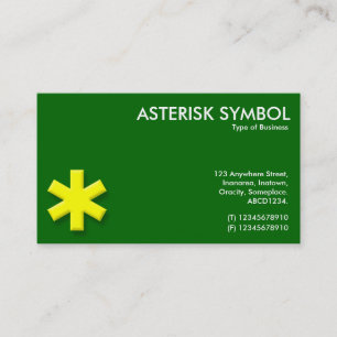Tarjeta De Visita Símbolo de asterisk amarillo - verde de hierba (00