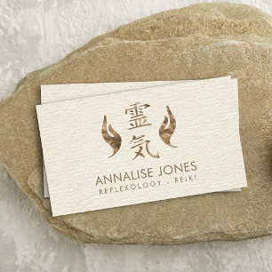 Tarjeta De Visita Símbolo de curación de Reiki y oro pastel