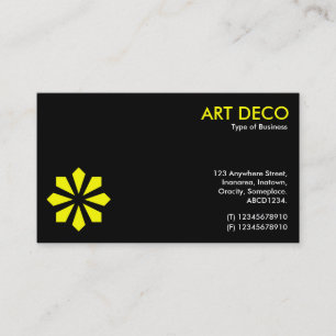 Tarjeta De Visita Símbolo de flor amarillo Art Decó - Negro