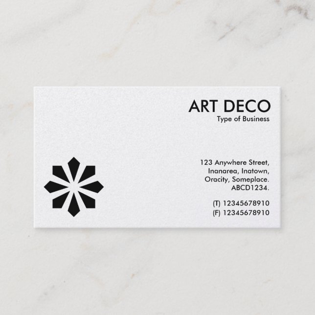 Tarjeta De Visita Símbolo de flor Art Deco - Blanco y negro (oro) (Anverso)