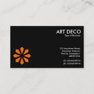 Tarjeta De Visita Símbolo de flor naranja Art Deco - Negro