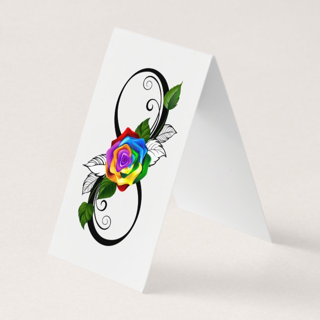 Tarjeta De Visita Símbolo de infinito con rosa arcoíris (Reverso)