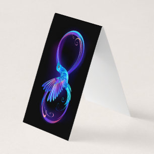 Tarjeta De Visita Símbolo de infinito de neón con colibrí luminoso