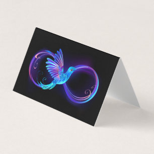 Tarjeta De Visita Símbolo de infinito neón con colibrí brillante