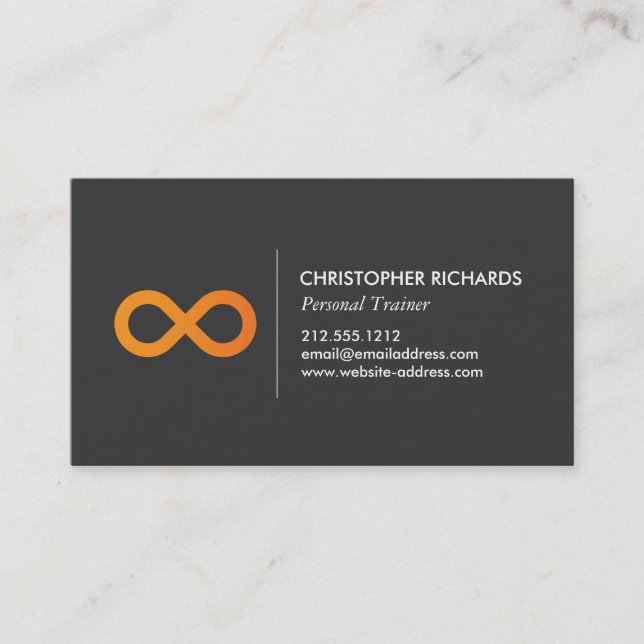 Tarjeta De Visita Símbolo de infinito profesional en Naranja (Anverso)