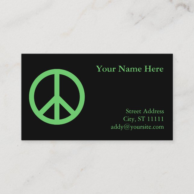 Tarjeta De Visita Símbolo de la Paz Verde (Anverso)