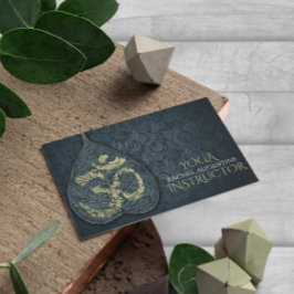 Tarjeta De Visita Símbolo de OM de hoja de bodhi y yoga negro y dora