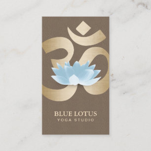 Tarjeta De Visita Símbolo de OM del oro de la flor de Lotus azul de