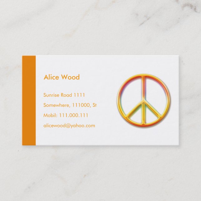 Tarjeta De Visita Símbolo de PAZ| Personal (Anverso)