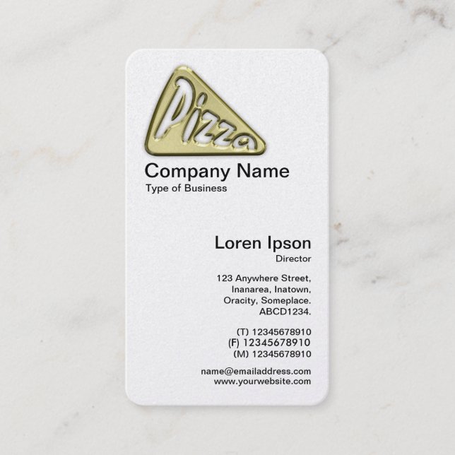 Tarjeta De Visita Símbolo de pizza dorada (Anverso)