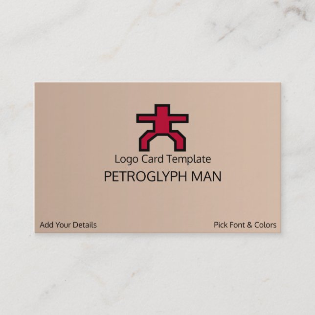 Tarjeta De Visita Símbolo del hombre de petroglifo - Logo rojo (Anverso)