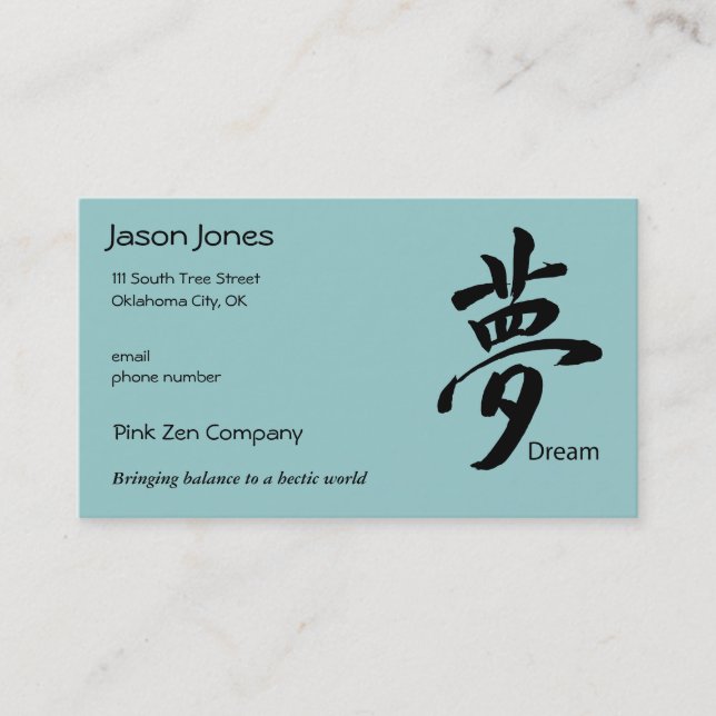 Tarjeta De Visita Símbolo ideal del kanji - negro (Anverso)