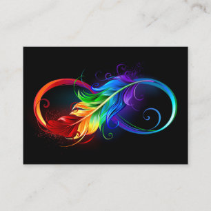 Tarjeta De Visita Símbolo infinito con pluma arco iris