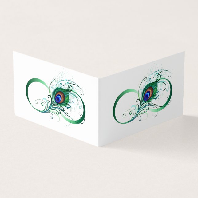 Tarjeta De Visita Símbolo infinito con pluma de pavo real (Exterior)