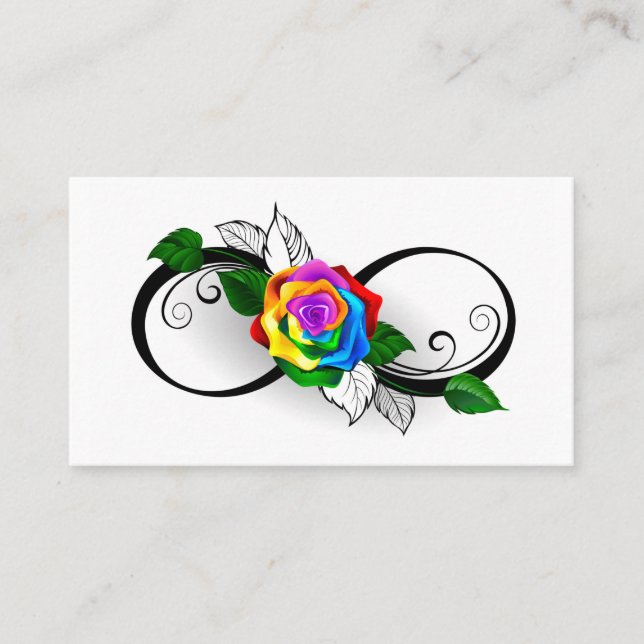 Tarjeta De Visita Símbolo infinito con Rosa arcoiris (Anverso)