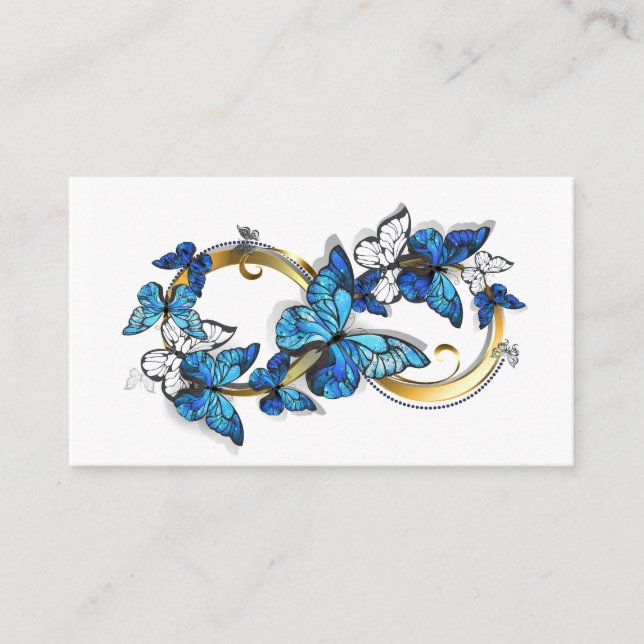Tarjeta De Visita Símbolo infinito de mariposas Morpho azules (Anverso)
