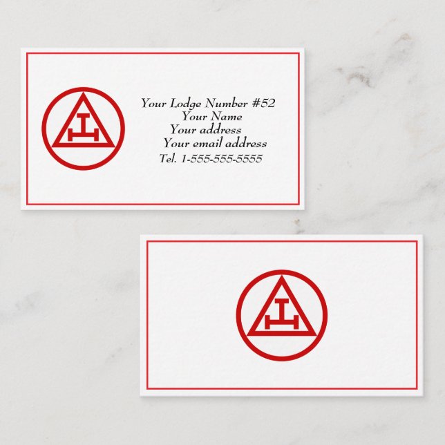 Tarjeta De Visita Símbolo masónico de masonería de arte libre (Anverso / Reverso)