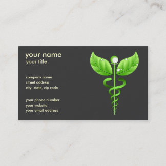 Tarjeta De Visita Símbolo médico alternativo Caduceus verde