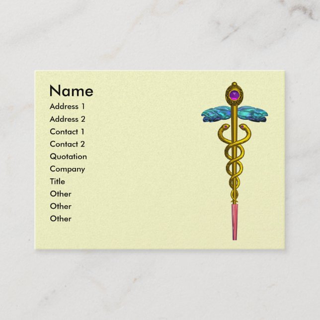 Tarjeta De Visita Símbolo médico CADUCEUS GOLD Pearl Cream (Anverso)