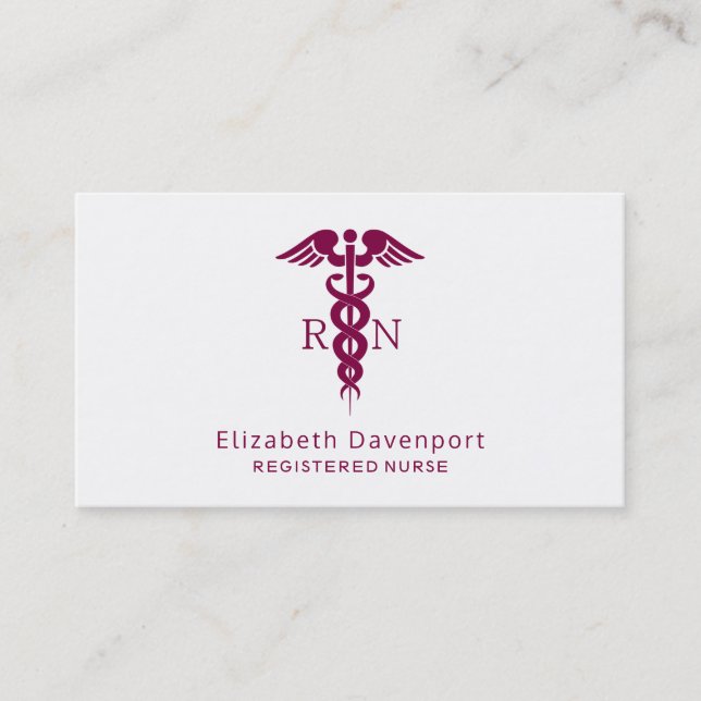 Tarjeta De Visita Símbolo médico de enfermería de Red Red Caduceus (Anverso)