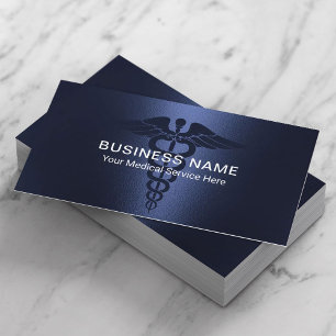 Tarjeta De Visita Símbolo médico del Caduceo Azul de la Marina moder