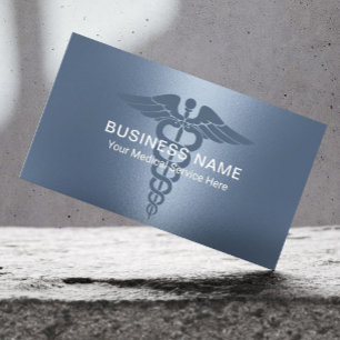 Tarjeta De Visita Símbolo médico del Caduceo Elegante azul turbio