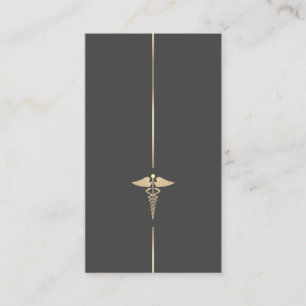 Tarjeta De Visita Símbolo Minimalista del Caduceo Gold