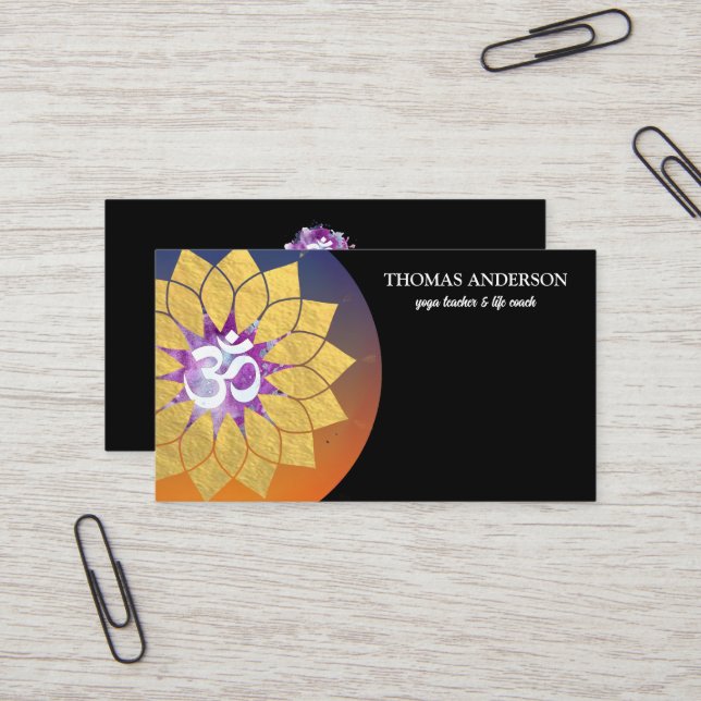 Tarjeta De Visita Símbolo moderno personalizado OM Lotus Mandala Art (Anverso/Reverso In Situ)