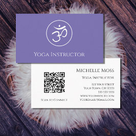 Tarjeta De Visita Símbolo Om del instructor de yoga morado de moda