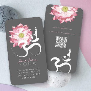 Tarjeta De Visita Símbolo Om del profesor espiritual de yoga rosa Lo