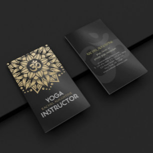 Tarjeta De Visita Símbolo Oro Mandala Om del instructor de mediación