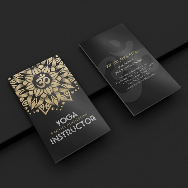 Tarjeta De Visita Símbolo Oro Mandala Om del instructor de mediación (Subido por el creador)