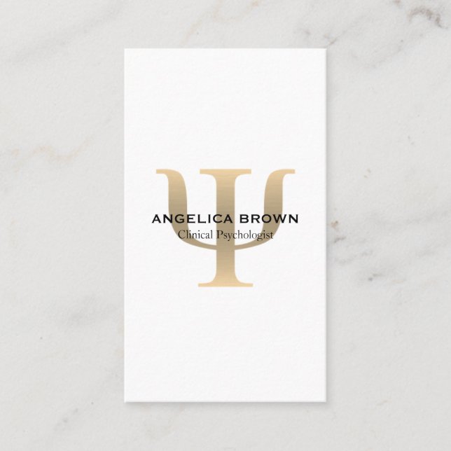 Tarjeta De Visita Símbolo Psicólogo Faux Gold Psi (Anverso)