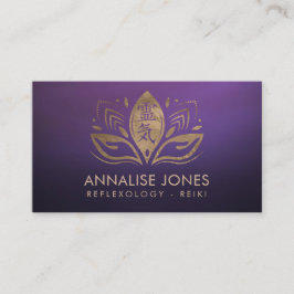 Tarjeta De Visita Símbolo y manos curativos de Reiki en Lotus