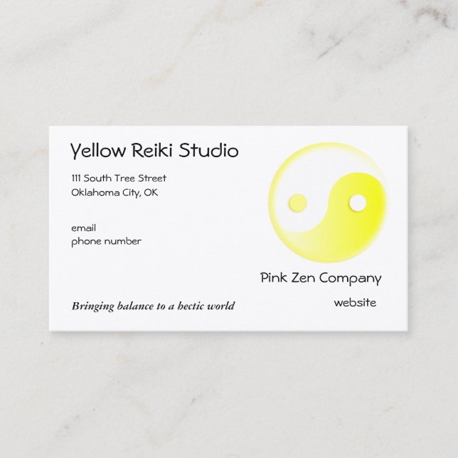 Tarjeta De Visita Símbolo Yang amarillo (Anverso)