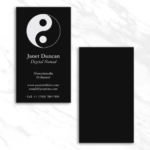 Tarjeta De Visita Símbolo Yin y Yang en Blanco y Negro