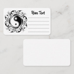 Tarjeta De Visita Símbolo Yin & Yang negro y blanco estilo tatuaje
