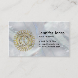 Tarjeta De Visita Símbolos curativos de Reiki en mandala del oro