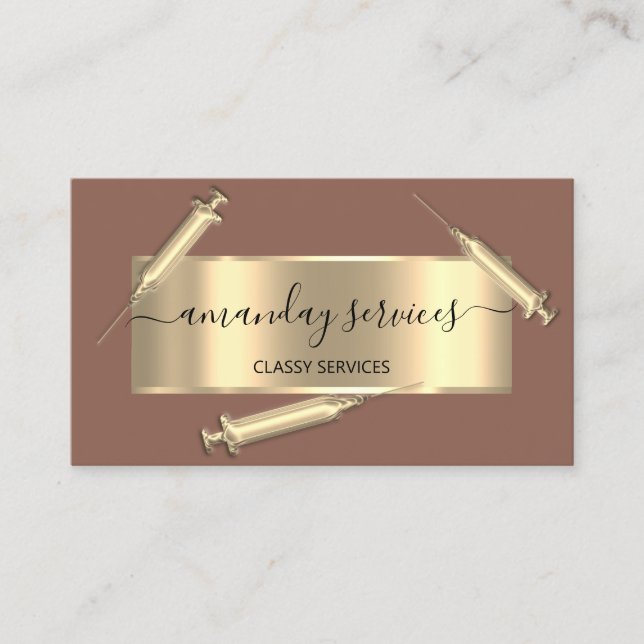 Tarjeta De Visita Simmetólogo Jeringa Botox B12 QRCode Enmarcado (Anverso)