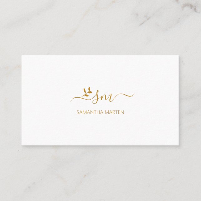 Tarjeta De Visita Simpel blanco beige marrón floral (Anverso)