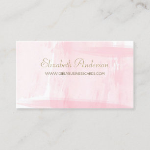 Tarjeta De Visita Simple acuarela rosa Elegante Guión dorado